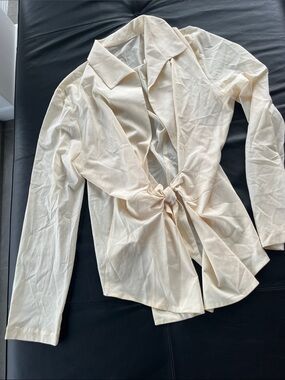 Peter Cohen (IYKYK) stretch tricot Tie-Front shirt Jacket - featherweight  Sz XL